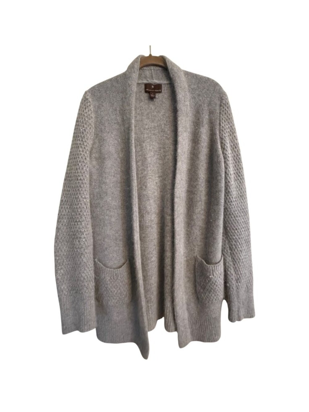 Fenn Wright Manson Soft Gray Open Front Cardigan Sweater Angora Blend Size L